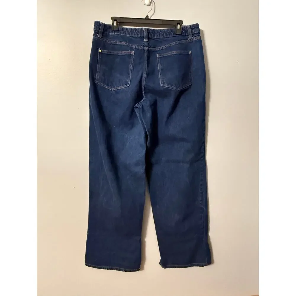 Kate Spade New York High-Rise Wide Leg Denim Jeans - Dark Indigo Wash Sz 14